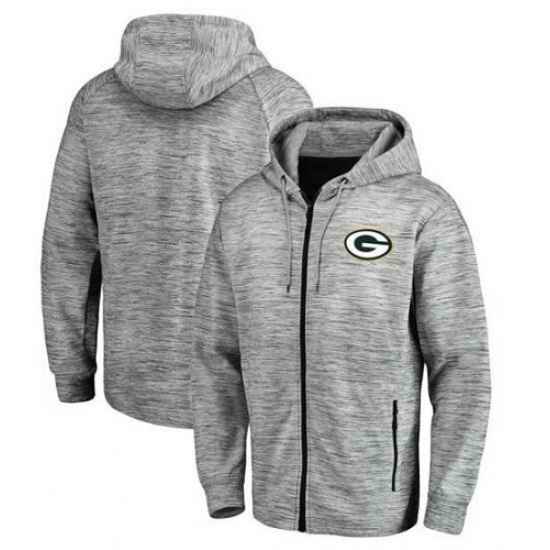 NFL Green Bay Packers Pro Line by Fanatics Branded Space Dye Performance Full Zip Hoodie Heathered Gray